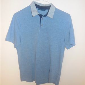 Perry Ellis Blue Polo with grey collar